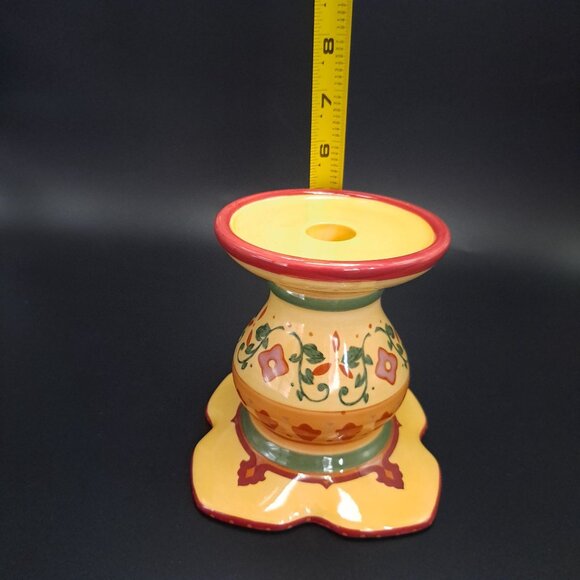 Partylite Tuscan Bohemian Spice Candle Taper Holder Ceramic Floral Design - Picture 8 of 12